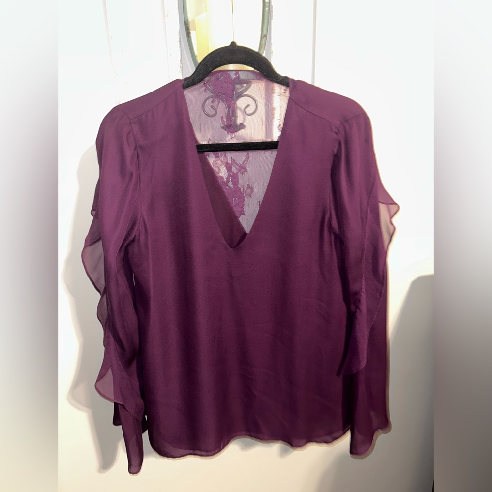 Purple v-neck blouse - beautiful details!